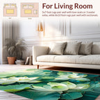Serene White Lotus Pond Garden Design Rug