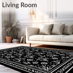 White Outline Botanical Garden Rug