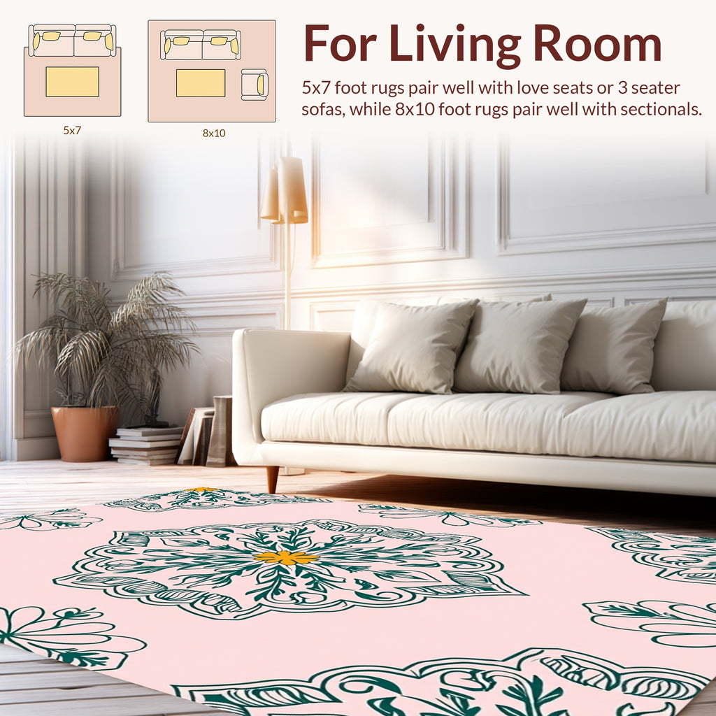 Emerald Floral Medallion Pattern Rug