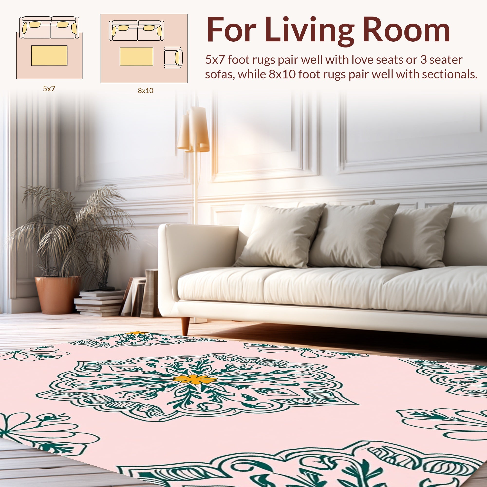 Emerald Floral Medallion Pattern Rug