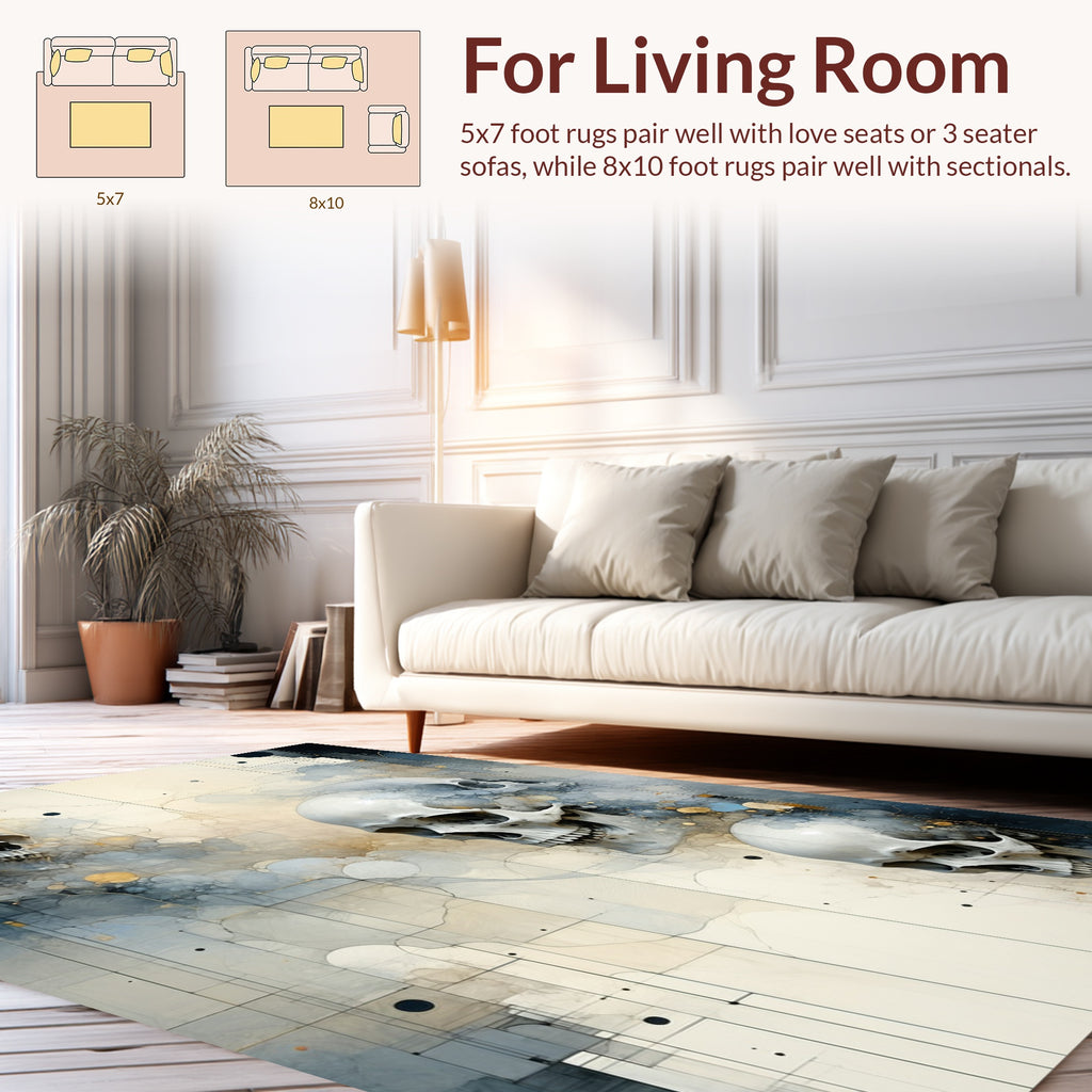 Ethereal Skull Abstract Geometric Design Rug