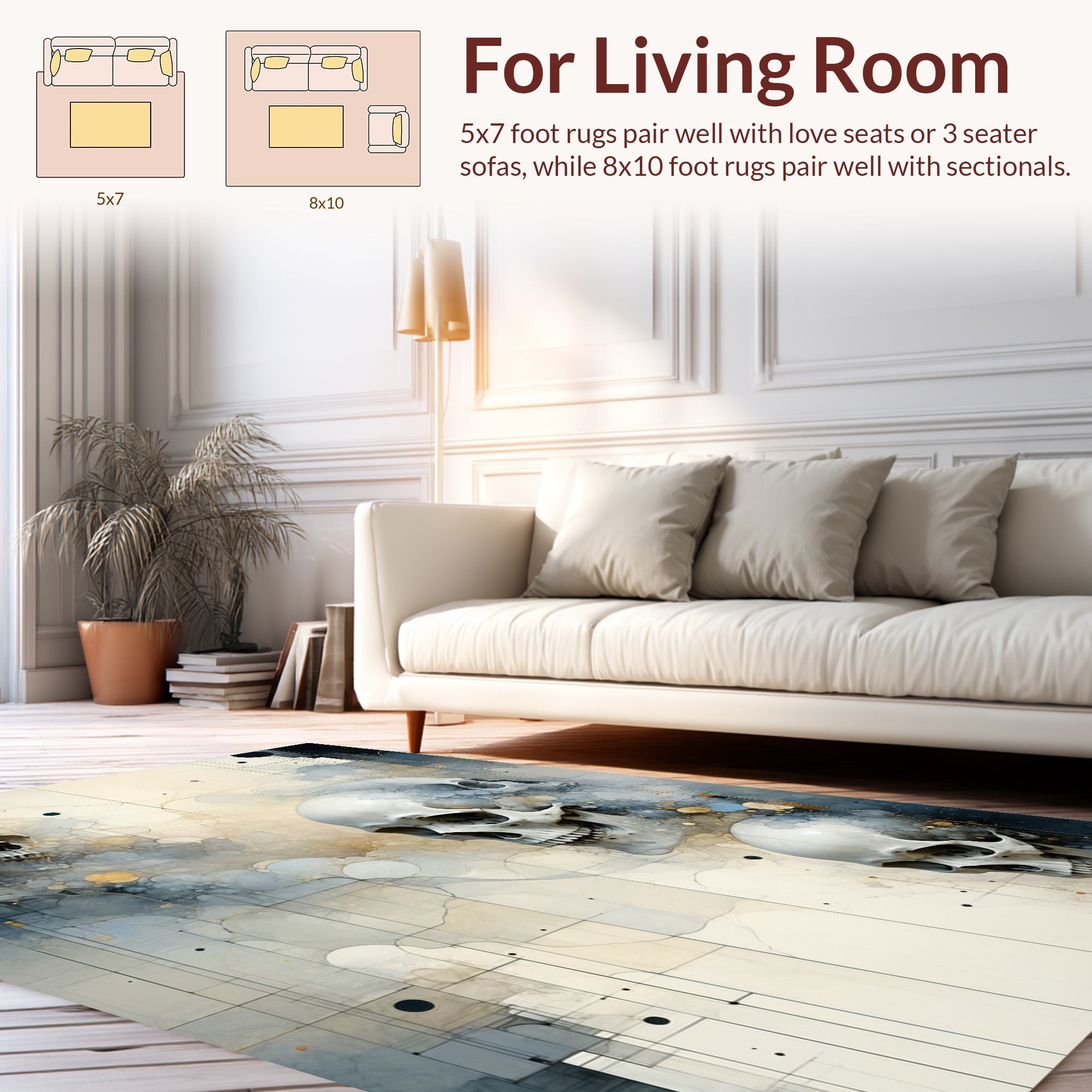 Ethereal Skull Abstract Geometric Design Rug