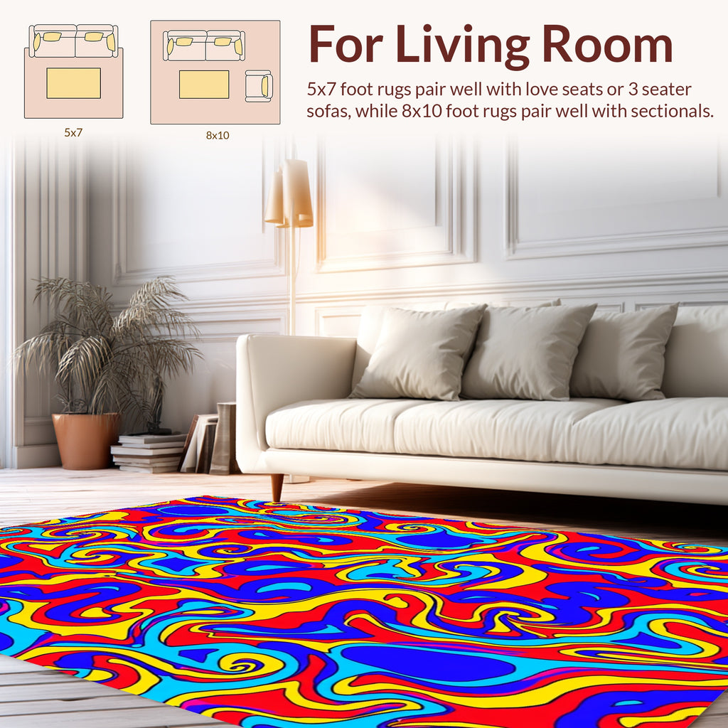 Vibrant Swirling Abstract Pattern Rug