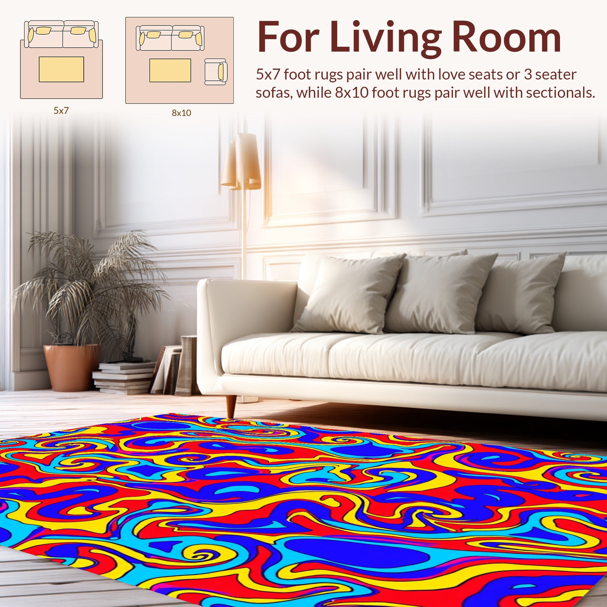 Vibrant Swirling Abstract Pattern Rug