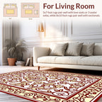 Ornate Red and Gold Floral Pattern Rug