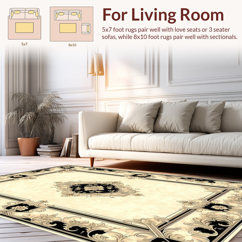 Elegant Floral Baroque Pattern Rug