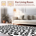 Abstract Black Ink Blob Pattern Rug