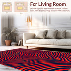 Bold Red Gold Wavy Stripes Rug