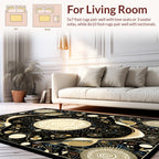 Intricate Golden Celestial Pattern Rug