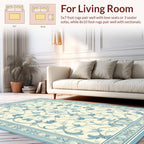 Elegant Blue Floral Swirl Pattern Rug