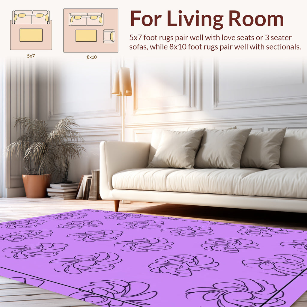 Abstract Swirl Floral Outline Pattern Rug