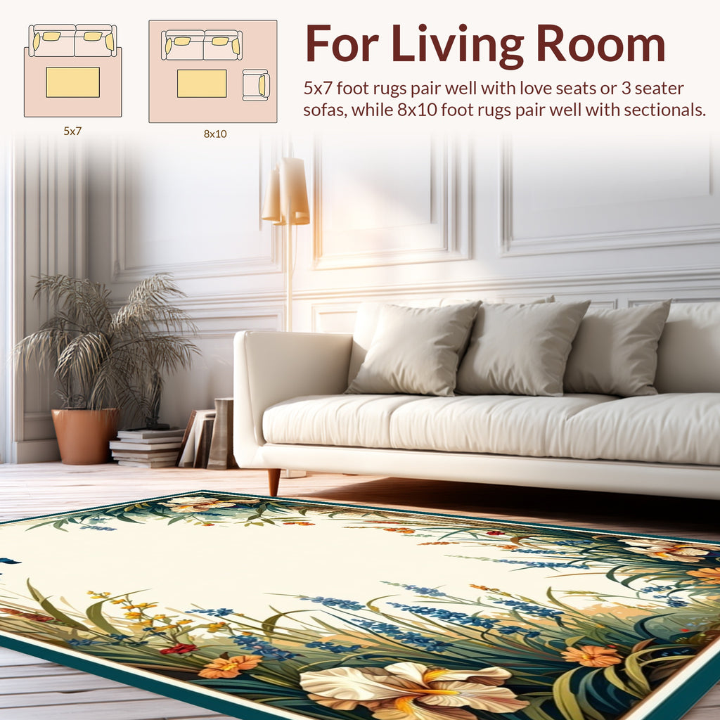 Floral Garden Border Design Rug