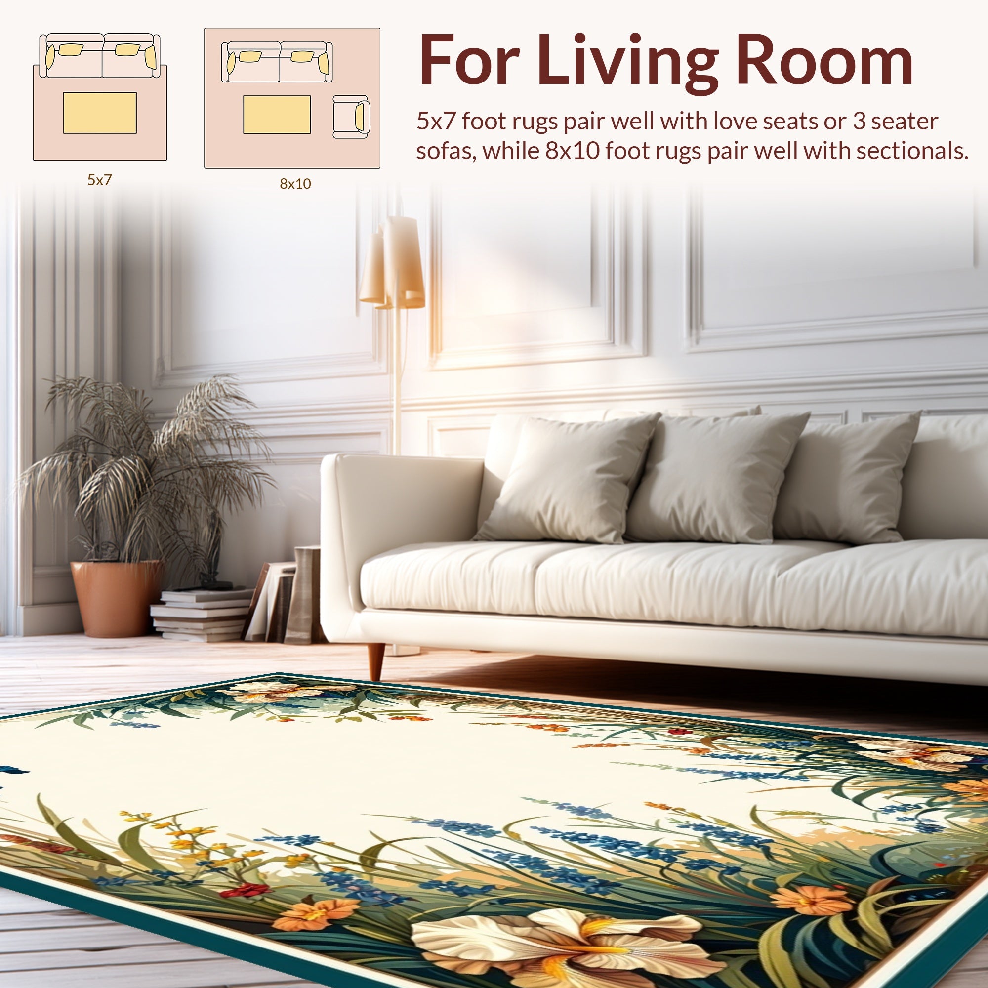 Floral Garden Border Design Rug