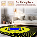 Bold Yellow Blue Sunburst Pattern Rug