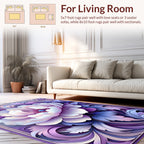 Lavender Floral Scroll Pattern Rug