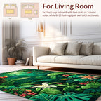 Lush Jungle Bird Floral Pattern Rug