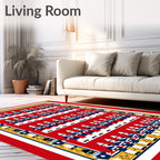 Red Blue Soldier Chain Border Rug