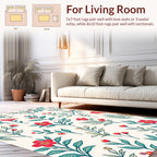 Scarlet Floral Bird Branch Pattern Rug