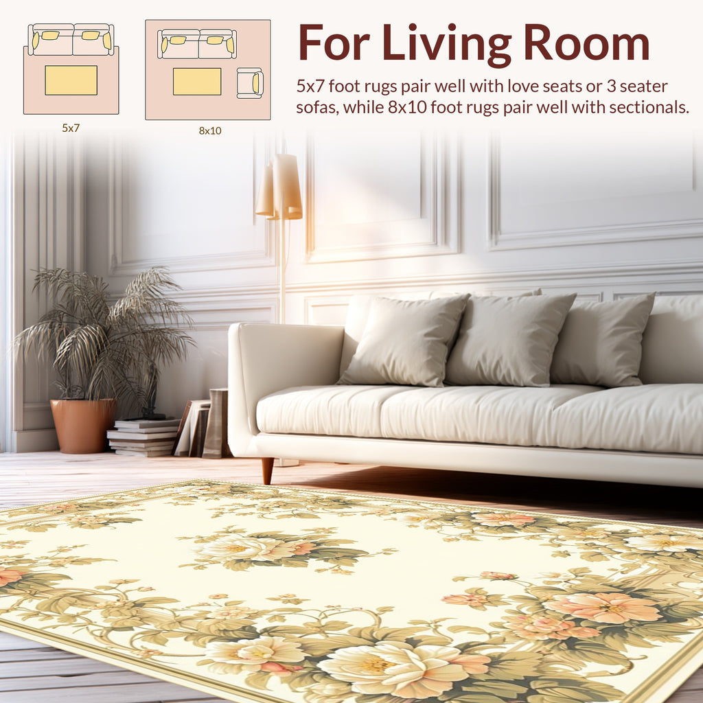Classic Floral Vine Intricate Pattern Rug