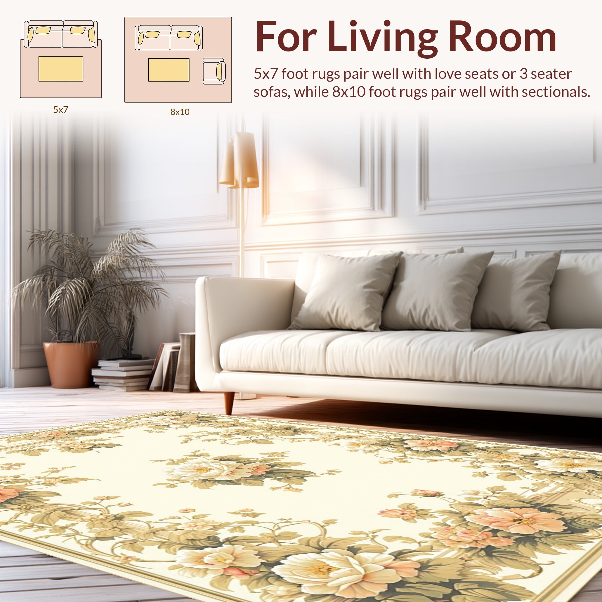 Classic Floral Vine Intricate Pattern Rug