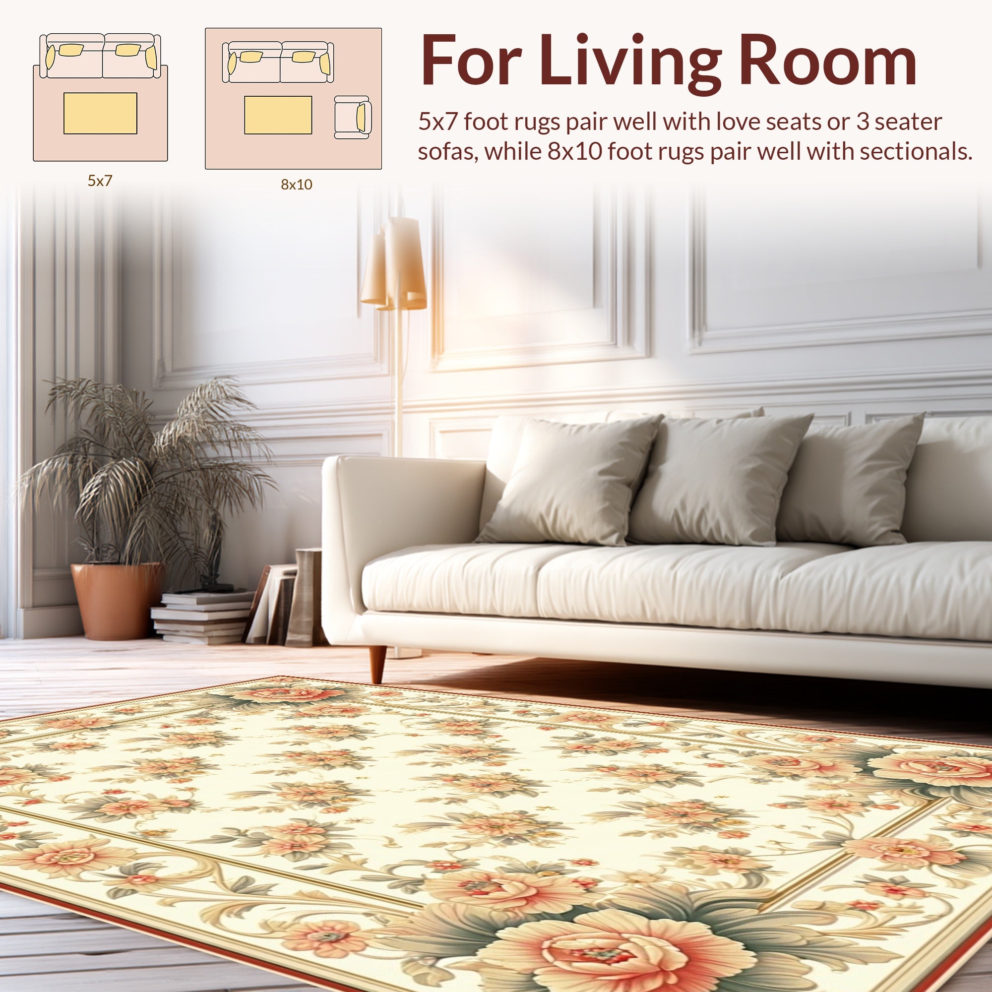 Ornate Floral Garden Pattern Rug