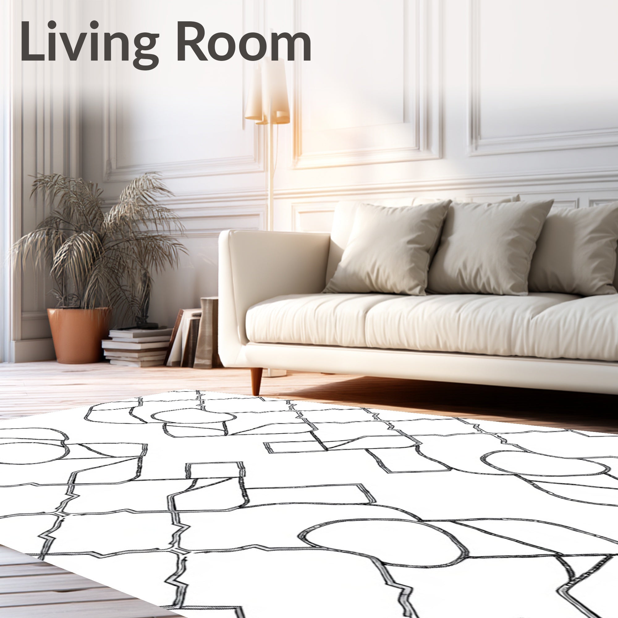 Monochrome Geometric Lattice Trellis Rug