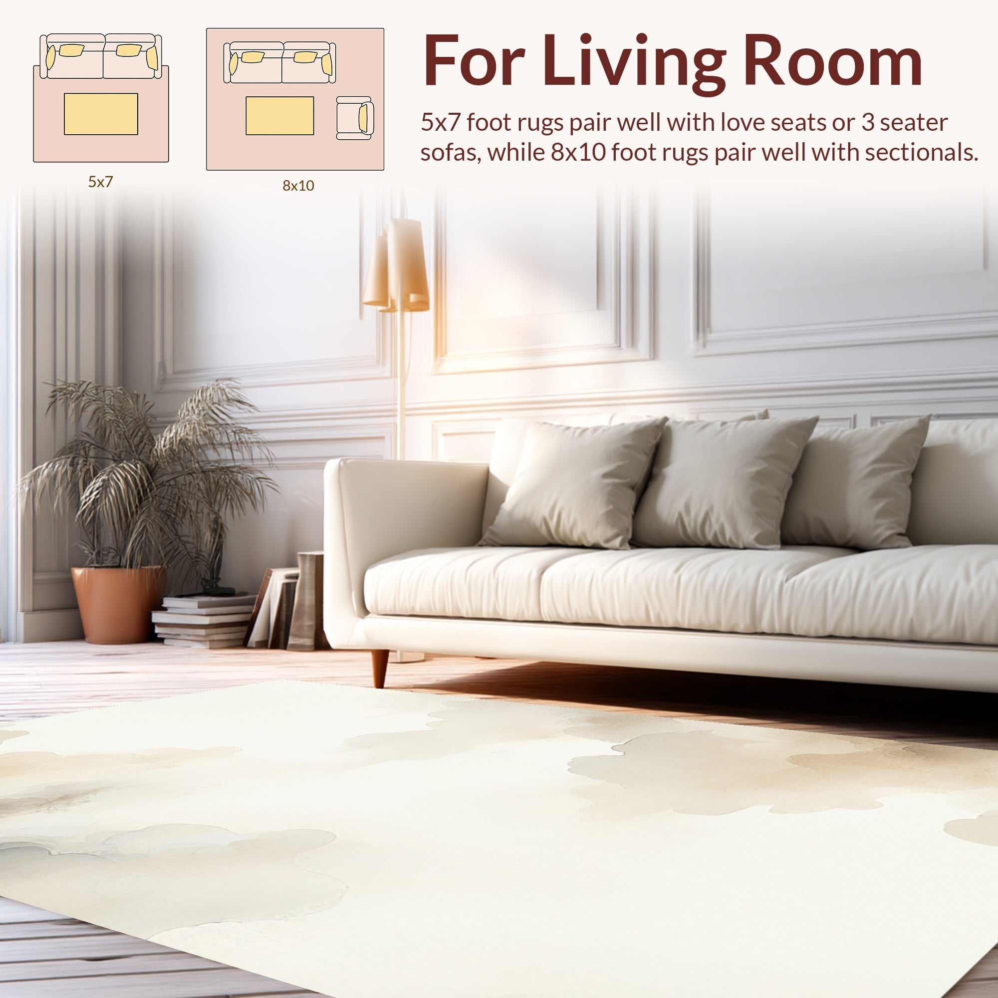 Soft Wash Cloudscape Abstract Design Rug