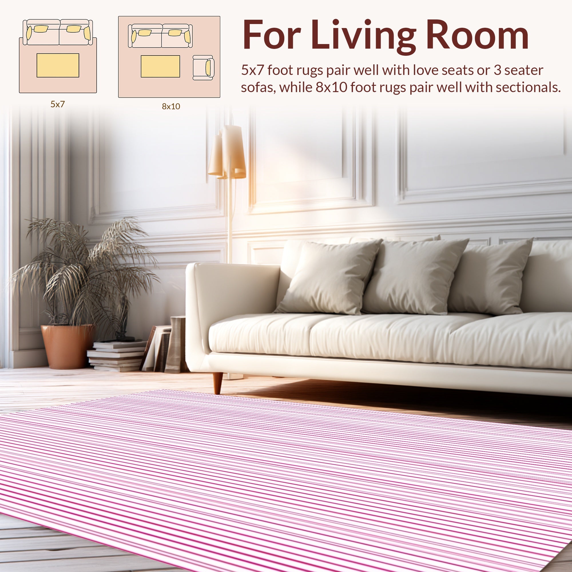 Fine Pink Line Pattern Rug