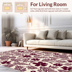 Burgundy Floral Vine Pattern Rug