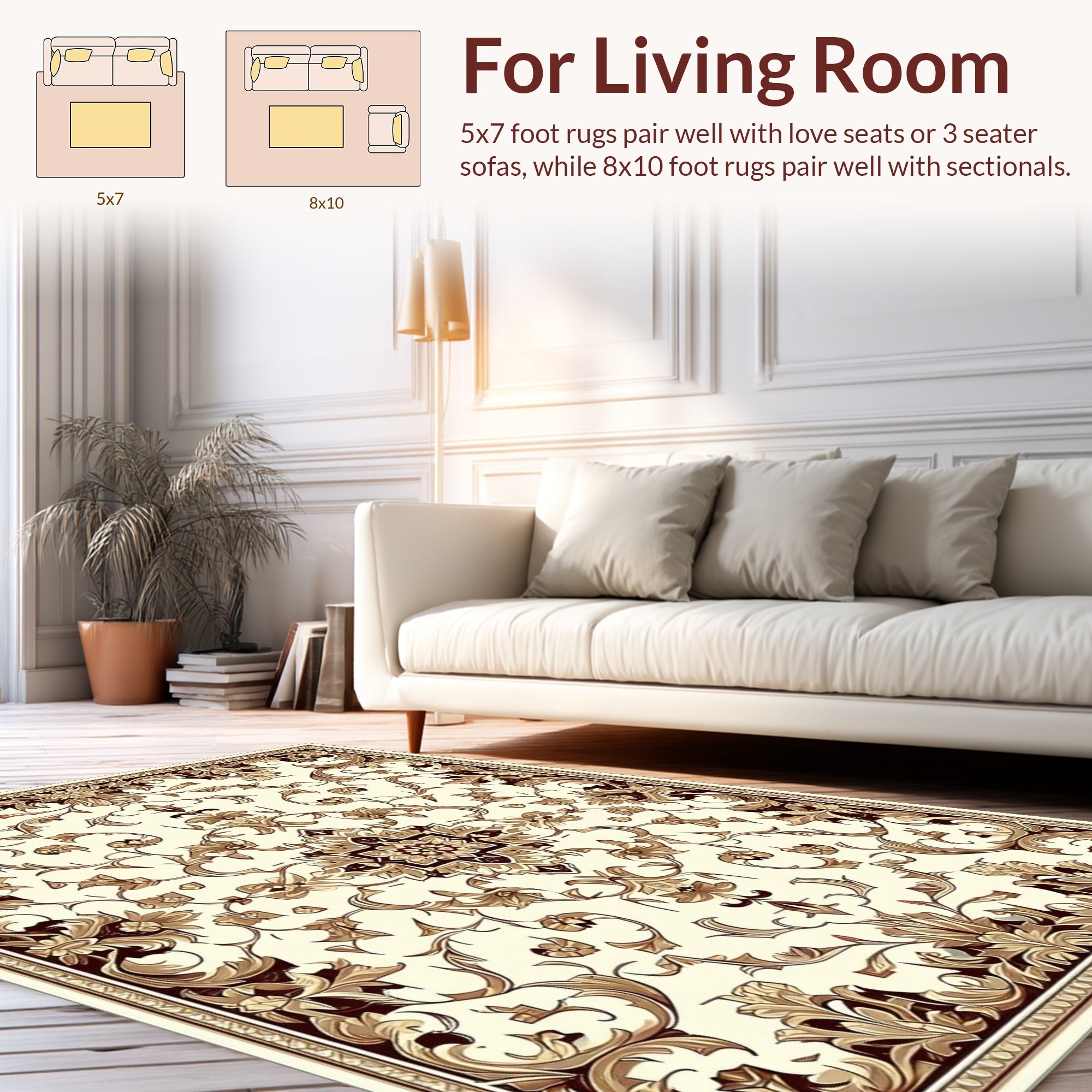 Elegant Floral Central Medallion Rug