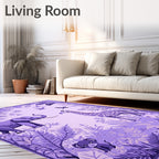 Whimsical Jungle Animals Purple Design Rug