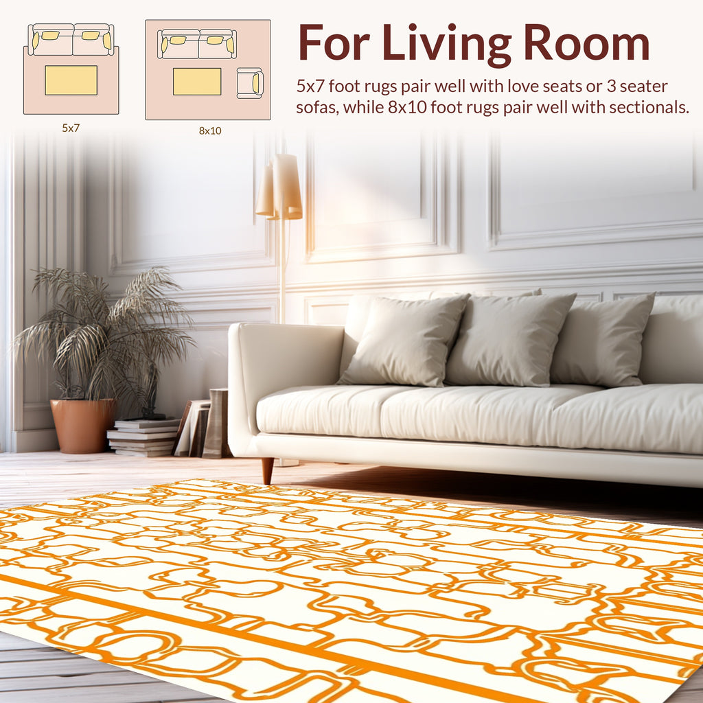 Modern Orange Abstract Organic Pattern Rug