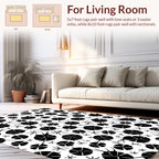 Black White Floral Patterned Rug