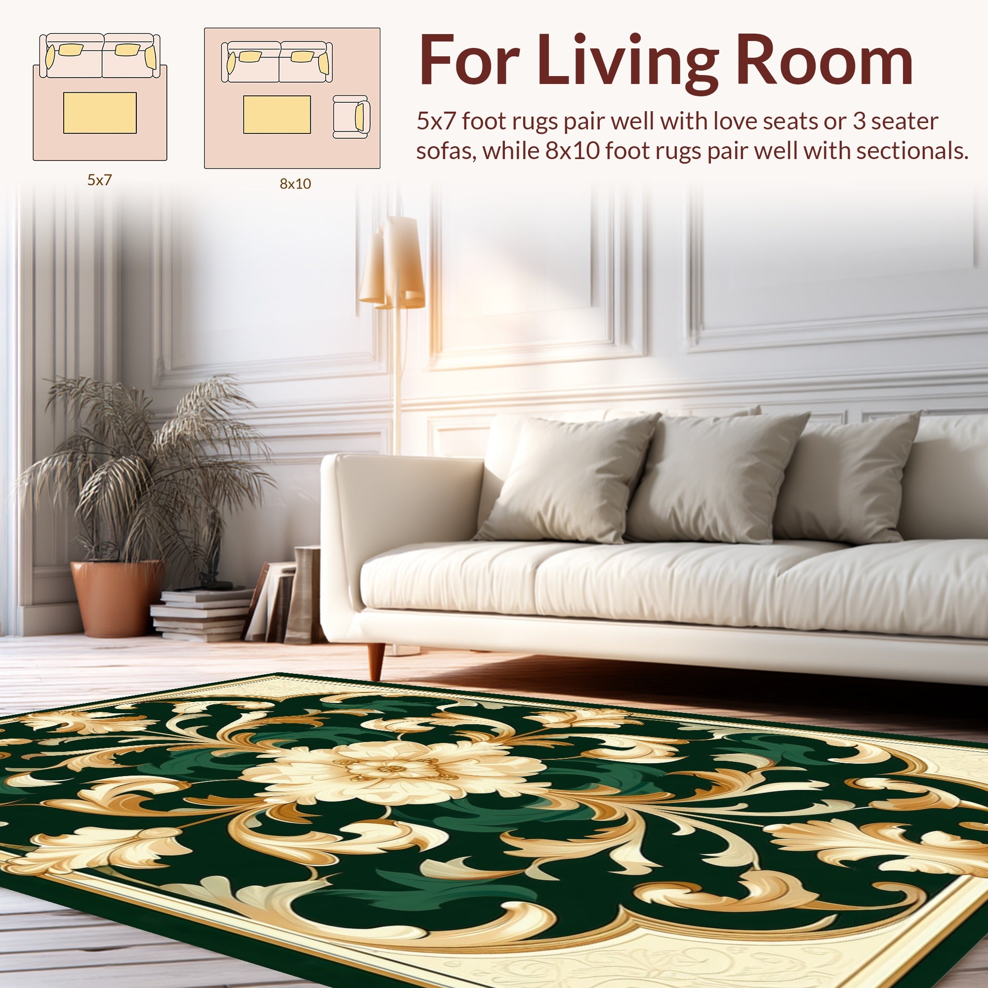 Ornate Floral Scrollwork Pattern Rug