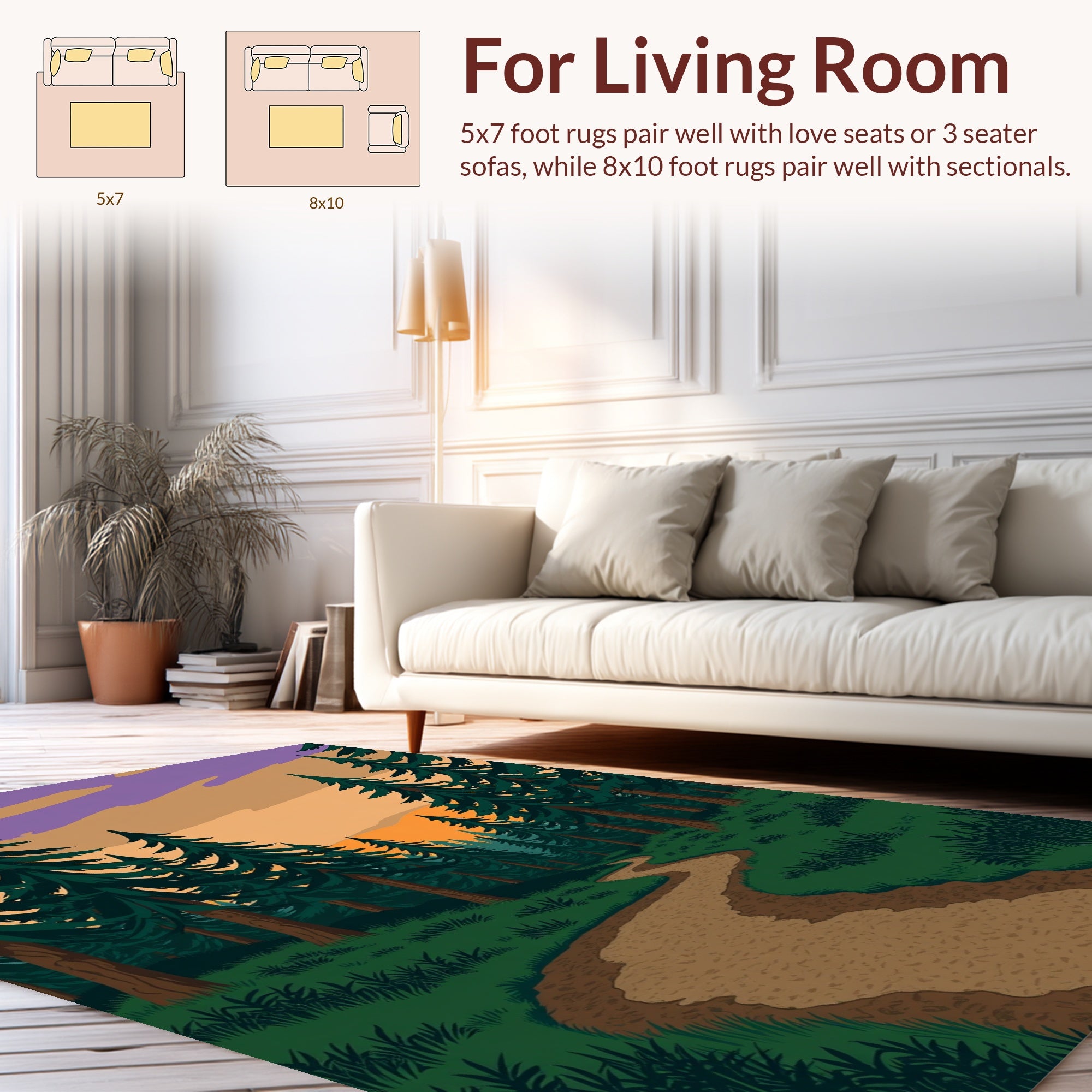 Forest Path Sunset Sky Rug