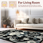 Elegant Floral Swirl Black White Rug