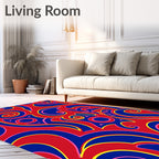 Bold Red Blue Swirls Accent Rug