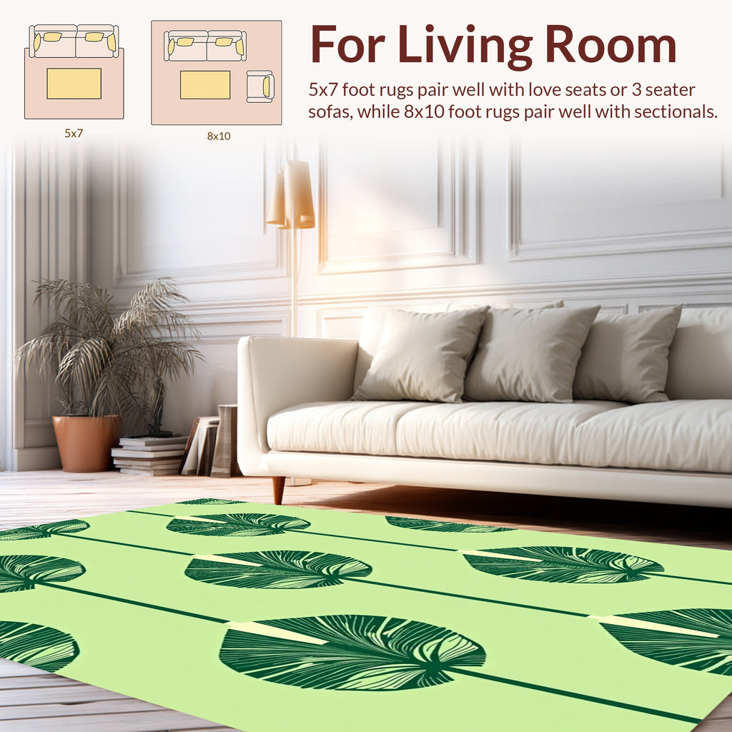 Stylized Palm Leaf Geometric Pattern Rug
