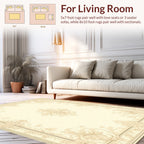 Neutral Floral Damask Scroll Pattern Rug