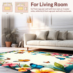 Vibrant Butterflies and Tropical Bloom Rug