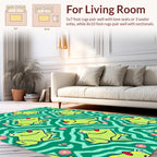 Playful Froggy Pattern with Wavy Lines Rug