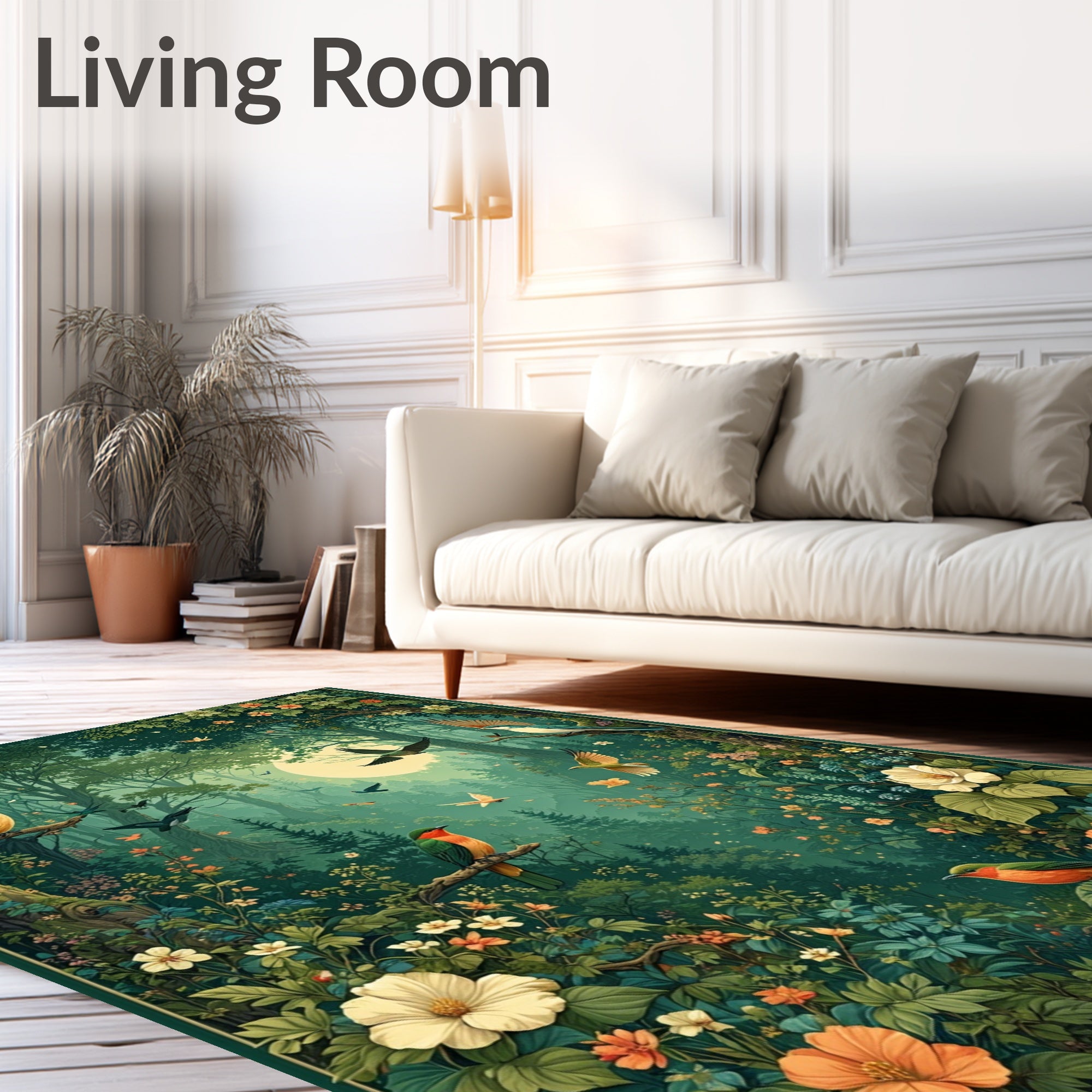 Enchanted Forest Birds and Blossoms Rug