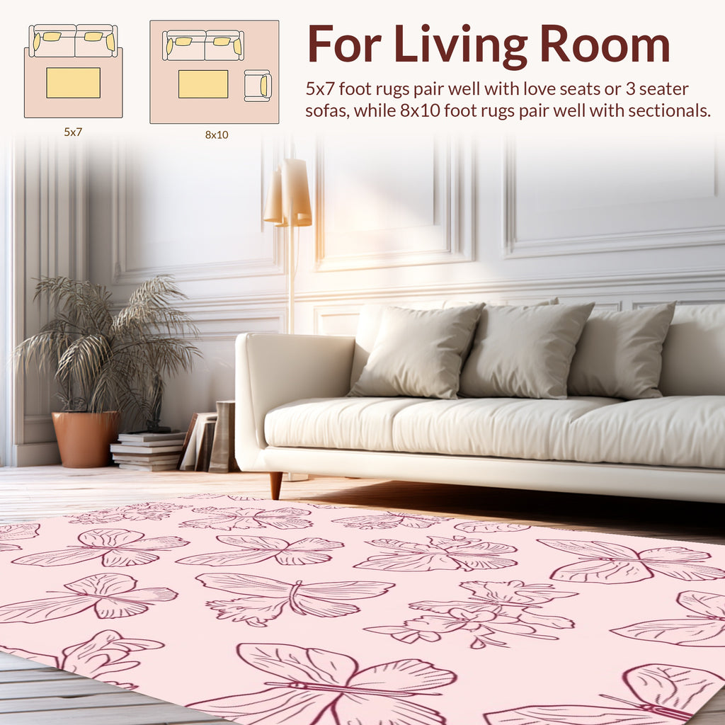 Delicate Butterfly Garden Silhouette Rug