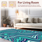 Aqua Wave Patterned Abstract Rug