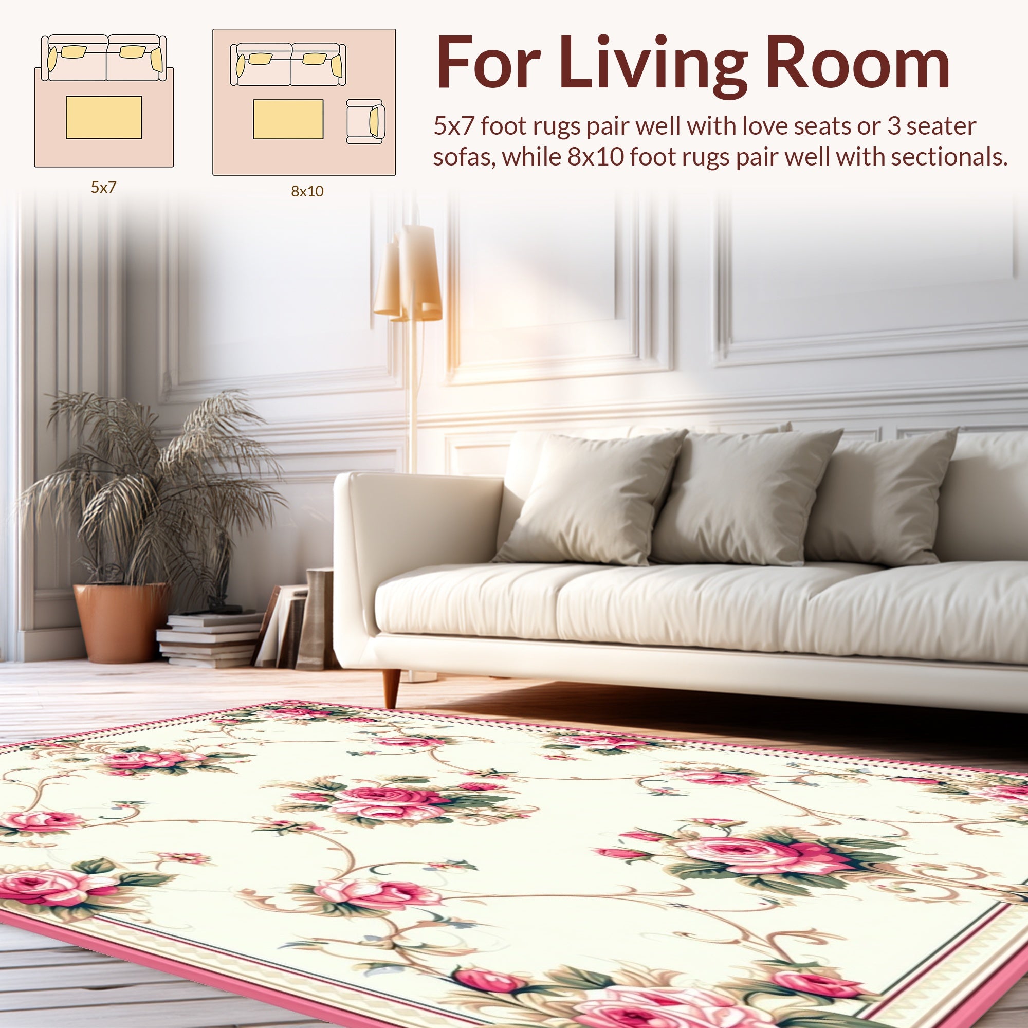 Vintage Rose Swirl Pattern Rug