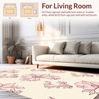 Delicate Pink Floral Outline Print Rug