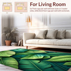 Lush Green Tropical Leaf Pattern Rug