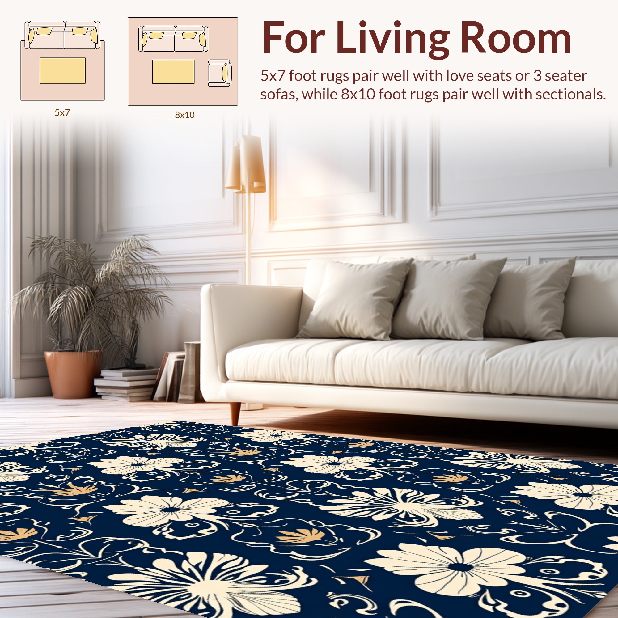 Art Nouveau Floral Damask Cream Design Rug