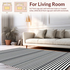 Black and White Horizontal Stripe Rug