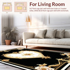 Ornate Golden Heart Floral Design Rug